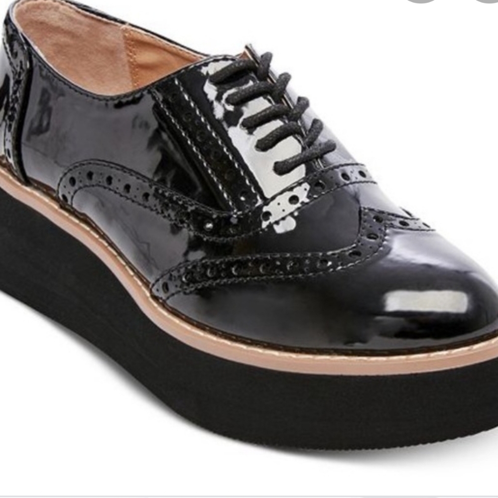 Madden Girl Cutesy Platform Oxford Black Patent